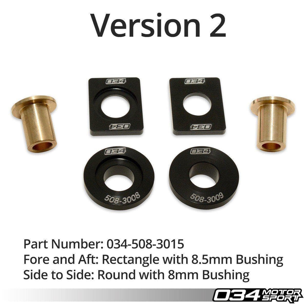 034 Billet Solid Manual Shifter Bushing Kit - 034-MT-SSBK