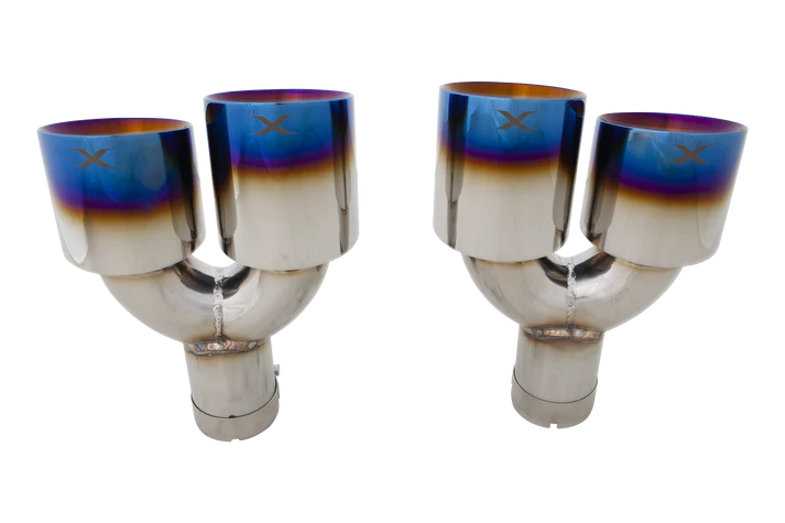 VW R Burnt Blue Look Quad 4 Inch Tip Option