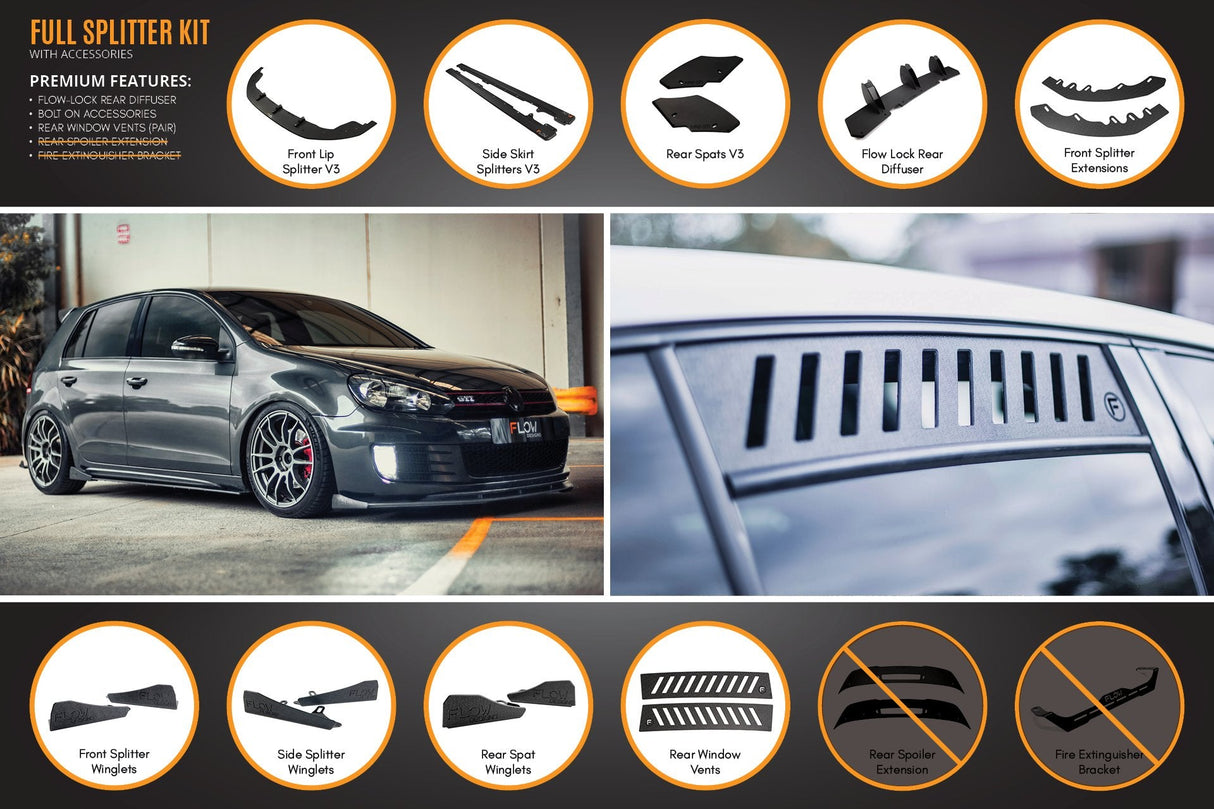 MK6 Golf GTI Full Lip Splitter Set