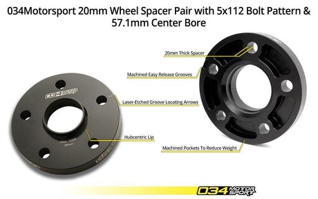 034 - Dynamic+ Flush Wheel Spacer Kit (MQB). Volkswagen Golf MK7 & Audi 8V S3 - 034-604-7013