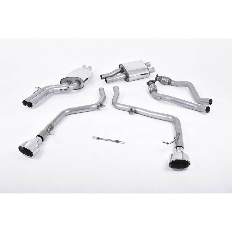 MILLTEK Cat-back – Audi S5 3.0 TFSI quattro S tronic B8, Race Version, Dual Polished Oval Tips [SSXAU357]