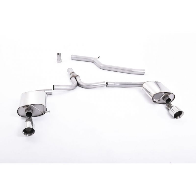 MILLTEK Cat-back – Audi A4 2.0 TDi B8, (S line models only), Quad Outlet, Requires S4 3.0T lower spoiler and detailing strip [SSXAU299]