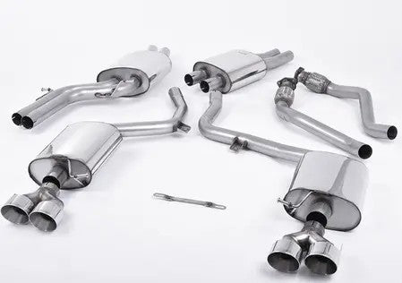 MILLTEK Cat-back – Audi S4 3.0 TFSI B8.5, Race Version, Quad Outlet Polished Tips [SSXAU376]