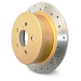 DBA Street X Cross-Drilled/Slotted Gold Rotors PAIR Audi S3 8P 8V/VW Golf R32 Mk5/Golf GTI & R Mk6,7,8 (Rear, 310 x 22mm)