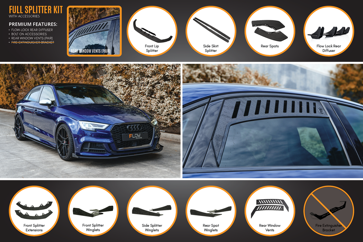 S3 8V Sedan Facelift Full Lip Splitter Set