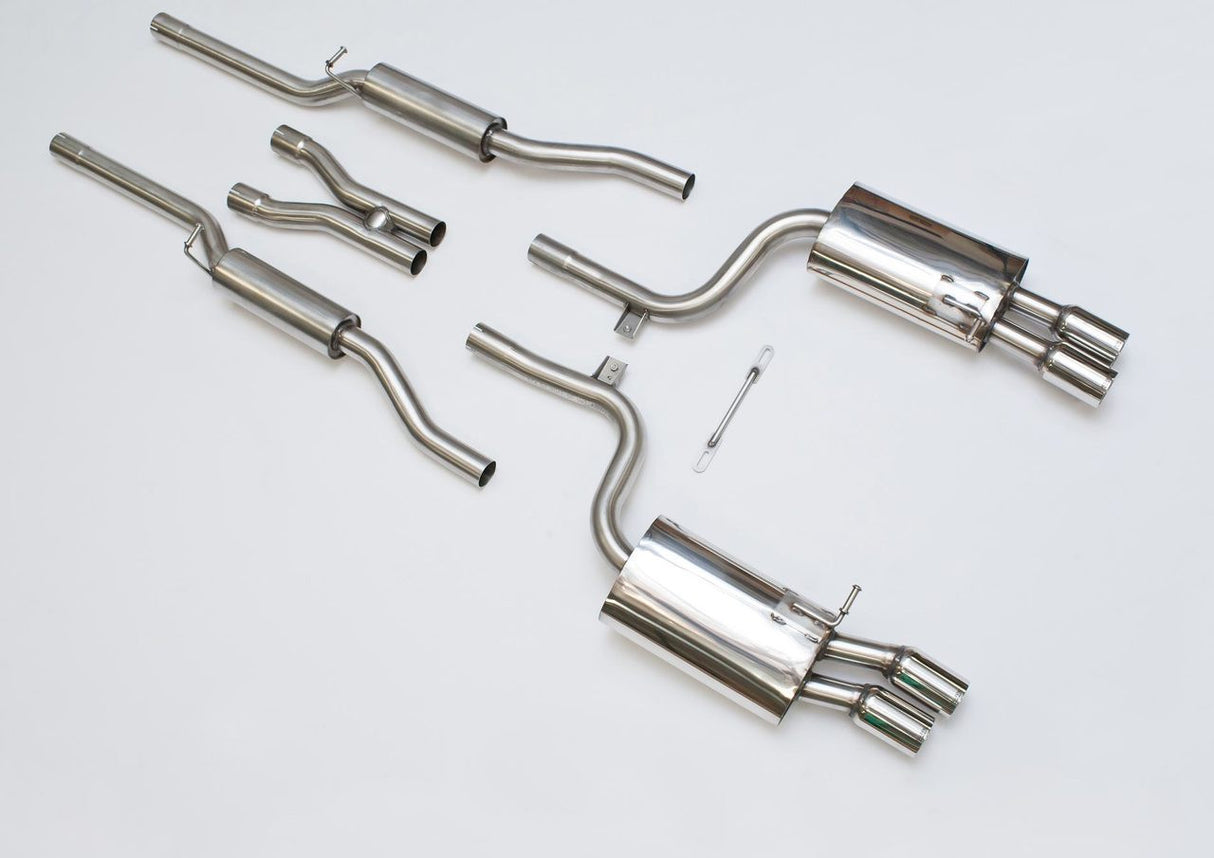 MILLTEK Cat-back – Audi S4 4.2 V8 quattro B7 Saloon/Avant/Cabriolet, Resonated, Quad 76.2mm Tailpipes [SSXAU046]