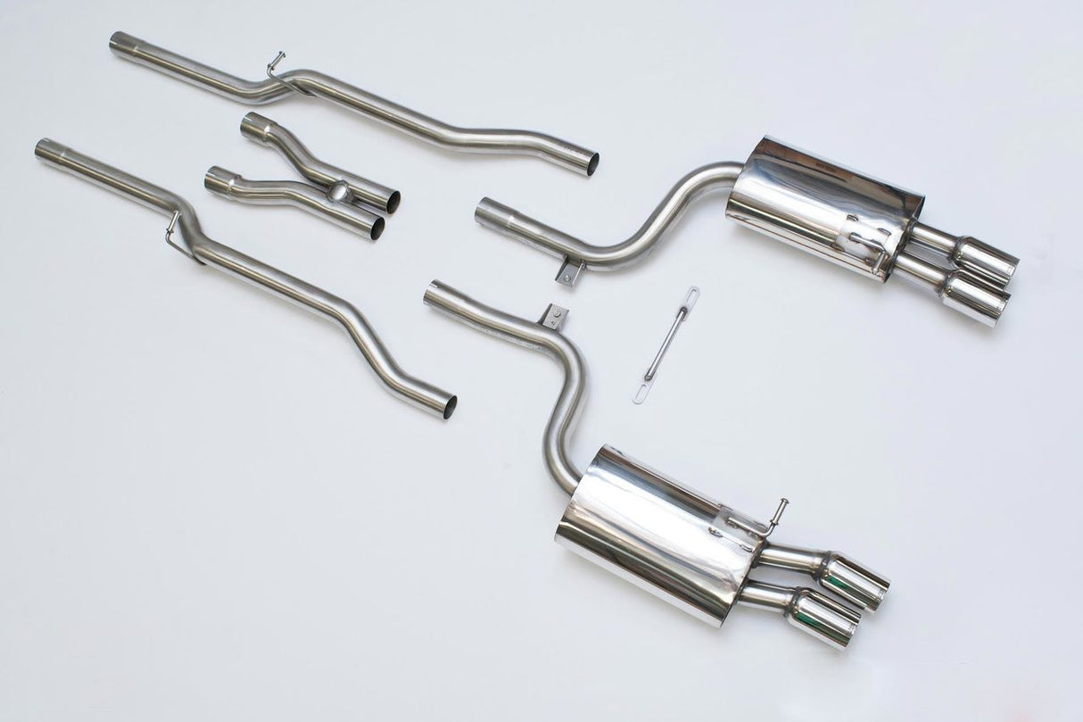 MILLTEK Cat-back – Audi S4 4.2 V8 quattro B7 Saloon/Avant/Cabriolet Non-Resonated, Quad 76.2mm Tailpipes [SSXAU048]