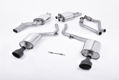 MILLTEK Cat-back – Audi S5 3.0TFSI quattro S tronic B8, Race Version, Dual Cerakote Black Oval Tips [SSXAU264]