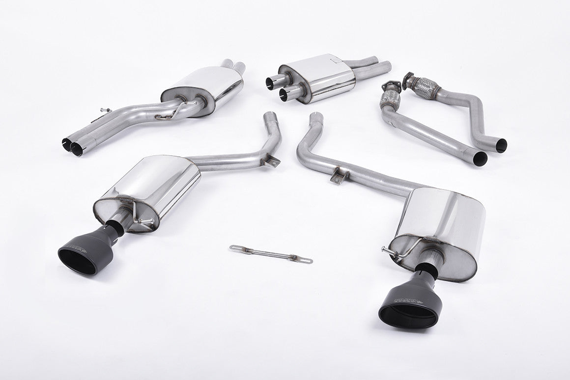 MILLTEK Cat-back – Audi S4 3.0 TFSI B8, EC-Approved, Dual Oval Cerakote Black Tips [SSXAU262]