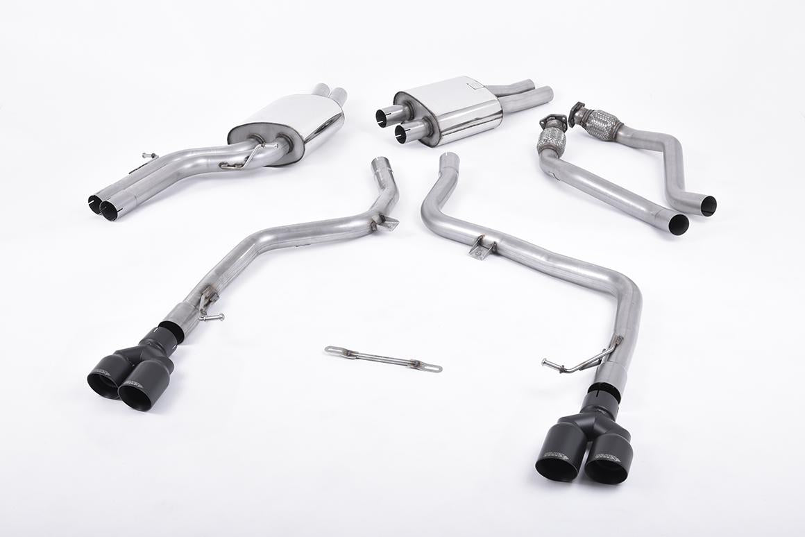 MILLTEK Cat-back – Audi S5 3.0TFSI quattro S tronic B8, Race Version, Quad Cerakote Black Tips [SSXAU559]