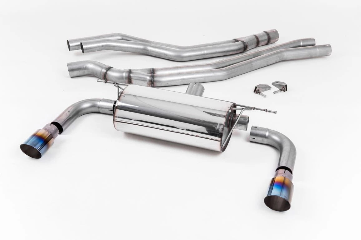 MILLTEK Cat-back – BMW M240i (F22 LCI), Non-Resonated Race, Burnt Titanium GT-90 Trims [SSXBM1059]