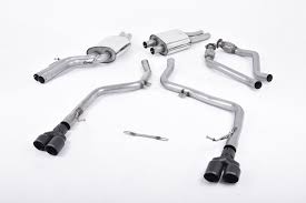 MILLTEK Cat-back – Audi S4 3.0 TFSI B8, Race Version, Quad Cerakote Black Tips [SSXAU557]
