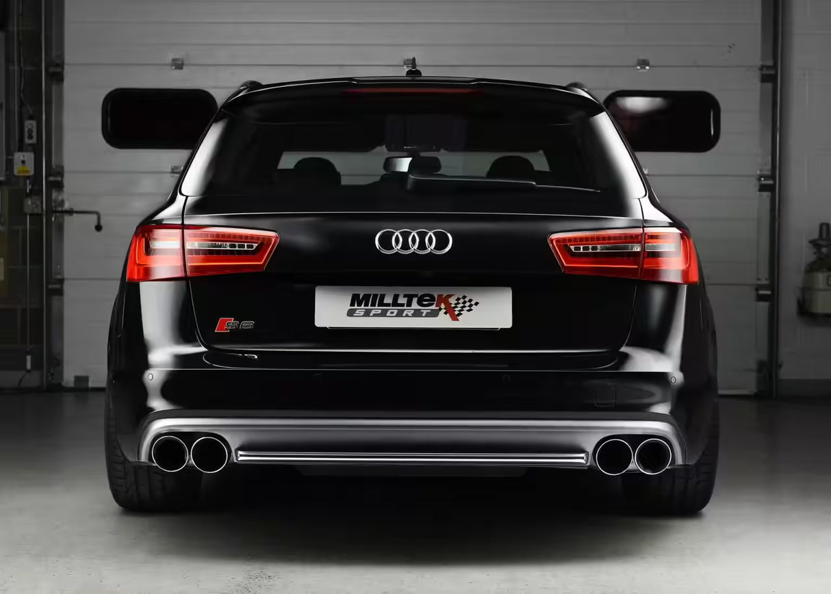 MILLTEK Cat-back – S6 4.0 TFSI, Non-resonated (louder), Cerakote Black Tips [SSXAU737]